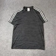 adidas アディダス 3ライン 半袖 ドライTシャツ ロゴ グレー サッカーのサムネイル