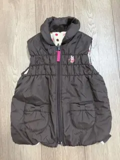 キッズ 中綿ベスト ブラウン ドット柄　ミキハウス