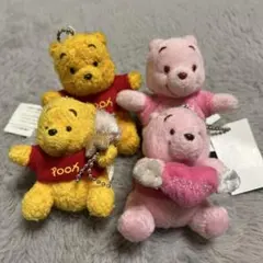 【タグ付き】プーさん ぬいぐるみキーチェーン 4体セット