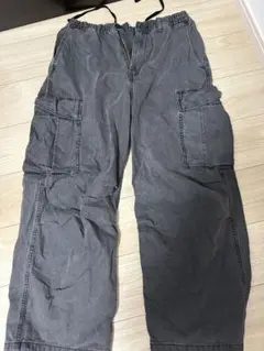 グレー カーゴパンツ ゴムウエスト