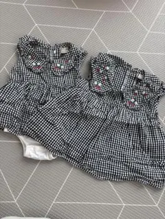 プティマイン　ギンガムチェック　ブラウス　100 80 姉妹コーデ　いちご