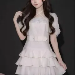 pium ティアードフリルミニワンピース　ホワイト