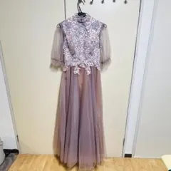 刺繍ロングドレス　ラベンダー