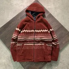 7W4【OLD UNIQLO】90's フード付き　ボアジャケット　古着used