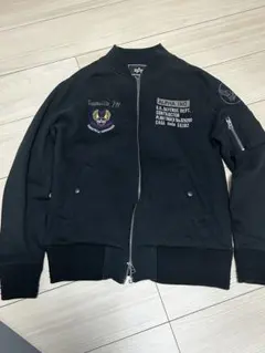 ALPHA アルファ スウェット ブルゾン MA-1 M黒 刺繍 ワッペン