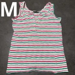 ストライプ ボタン付き タンクトップM