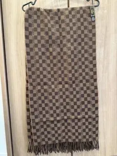 FENDI フェンディー　マフラー　チェック柄　ブラウン　フリンジ　ユニセックス