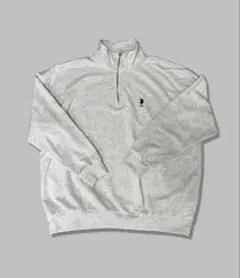 【完売品】ユーエスポロアッスン 別注 ワンポイントロゴ刺繍 裏毛 ハーフジップ