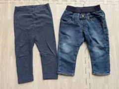 UNIQLOデニムパンツ&裏起毛レギンス80 2枚セット