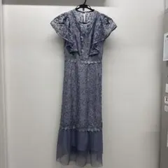 MAJESTIC LEGON プリーツ切替ミニフラワーレースワンピース（ブルー）