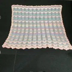 手編みラグマット2枚セット　毛糸　ハンドメイド　ファンシー　レトロポップ