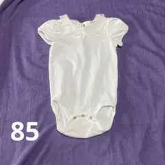 レース襟付きホワイトロンパース