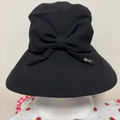 芦屋ロサブラン リボン付き黒広つばハット 新品 - メルカリ