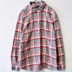 J.CREW ネルシャツ チェック　赤×グレー 綿100% 柔らかい 長袖 M