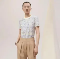 新品・2025SS　エルメス　Tシャツ　ボルデュックチェックジョーヌ　40サイズのサムネイル