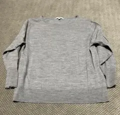 グレー クルーネック 長袖ニット