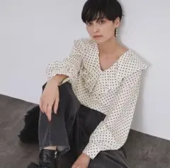 オペークドットクリップ レディース ドットブラウス ドット柄 春秋 フリル