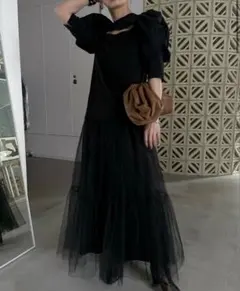Ameri VINTAGE チュールスカート ブラック