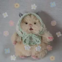 はむにぎり ぬい服 お花のバブーシュカ＋スタイ グリーンのサムネイル