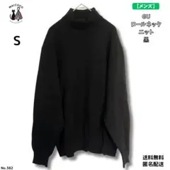 【メンズS】GU ロールネック ハイネック ニット セーター 黒 モードシンプル