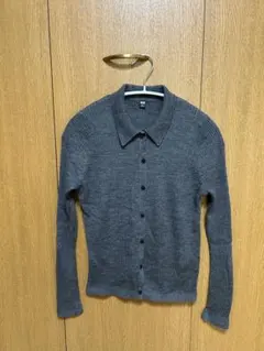 UNIQLO メリノリブポロカーディガン　グレー　Ｌサイズ