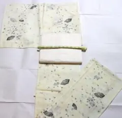 夏着物　小紋　絽　舞鳥地紙花文　洗える着物のサムネイル