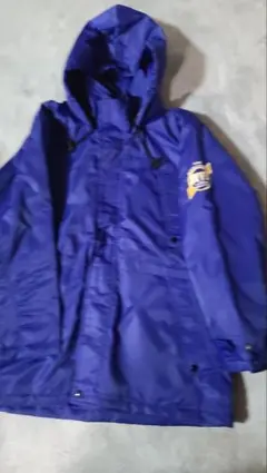 ブルー キルティングジャケット フード付き