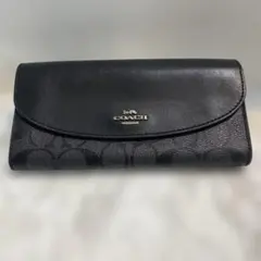 COACH ブラック ロゴ入り 長財布