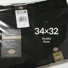 34×32【新品・未使用】ディッキーズ　ダブルニー　85283　BLACK