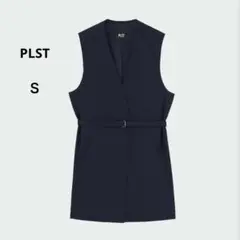 PLST ワッシャーツイルAラインベルテッドジレ Ｓ　ネイビーのサムネイル