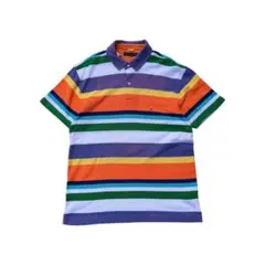 90s Tommy Hilfiger マルチボーダー ポロシャツ L フェード