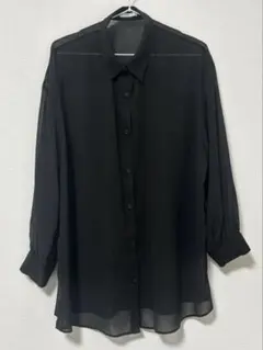 【新品Mサイズ】COLZA シアーシャツ 長袖 ブラック ストライプのサムネイル
