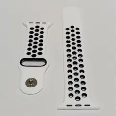 アップルウォッチ　シリコンバンド　42〜45mm　M/L　白×黒　スポーツベルト