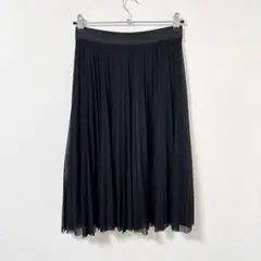 ベルシュカ チュールプリーツスカート 黒 ロング丈 透け感 大人可愛い ブラックのサムネイル