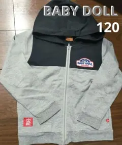 ベビードール　長袖トップス　フード付き　ジップアップ　パーカー　黒　グレー　無地
