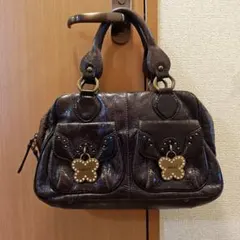 ANNA SUIレザーハンドバッグ（ウォッシュ加工）y2k ダークブラウン