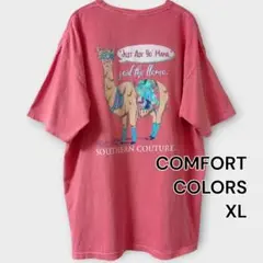 コンフォートカラーズ｜ラマプリントTシャツ ピンク XL