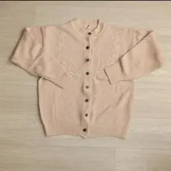 ボタン付き 長袖カーディガン　サーモンピンク