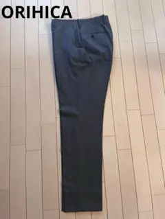 ORIHICA グレー スラックスパンツ バックポケット付き