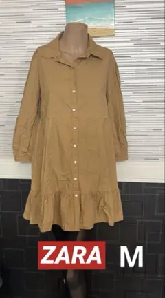 ZARA ベージュ ボタン付き フリル裾 チュニック