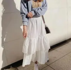 treat ürself フリルコットンリボンスカート