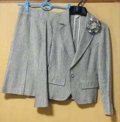 組曲★フォーマルスーツ＆コサージュ3点セット★グレー★入学式★訳あり