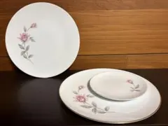 プレミアノリタケ　ディナープレート&取り皿 ピンクローズ 27cm、16cm