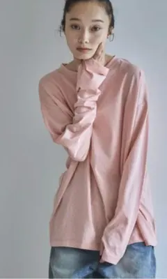 極美品！！feepur スラブ調オーバーシアトップス ピンク LARGEのサムネイル