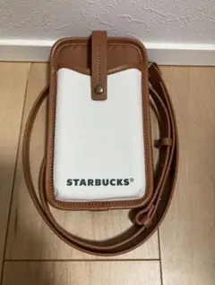 STARBUCKS スマホショルダーバッグ ホワイト/ブラウン