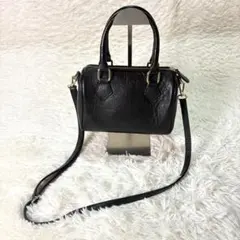 M ROSE 2way ミニボストンバッグ ショルダー付 ブラック ゴールド金具