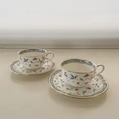 ノリタケ 花更紗カップ・ソーサー2組ペアセット 陶器製