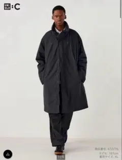 未使用 UNIQLO C 黒 L フーデッドコート ブラック L ユニクロ