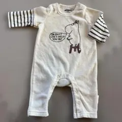 MOOMIN ムーミン ベビー ロンパース 80cm 裏起毛 ストライプ袖 冬用