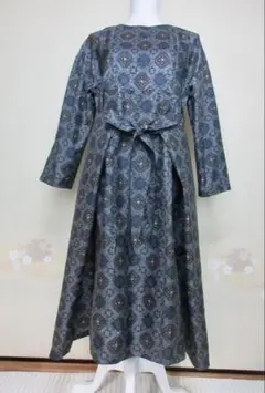 着物リメイク　大島紬 エプロン風ドレスワンピース